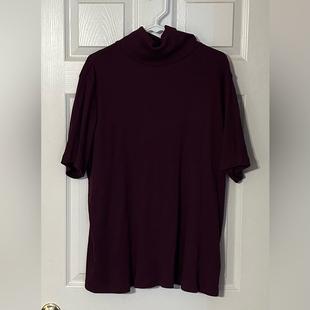Woman Withinβ Rich Plum Short Sleeve Turtleneck